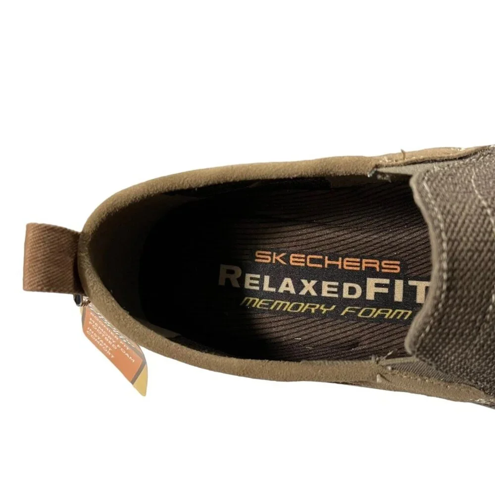 Skechers Men's Loafer Size 11.5 Tan Relaxed Fit Slip-on Shoe Memory Foam Footbed